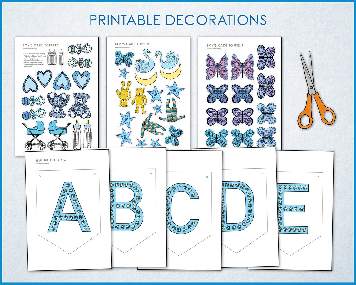 Baby Boy Virtual Baby Shower Party Pack Blue Theme Online / Etsy UK