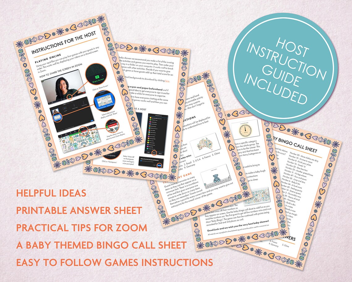 Animated Baby Shower Games for Zoom in an Illustrated Neutral Etsy Canada