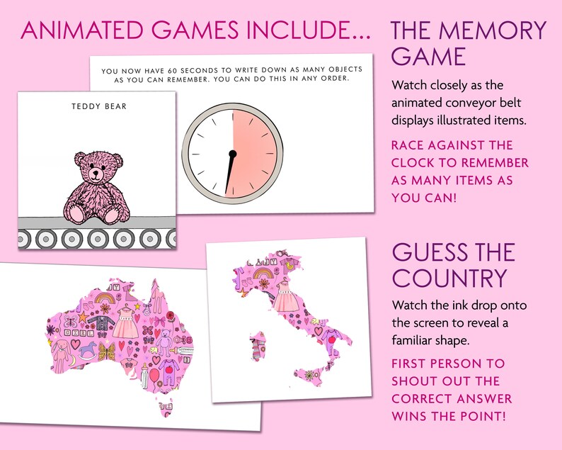 Baby Shower Virtual Games Pink Girl Theme Online Baby Etsy UK