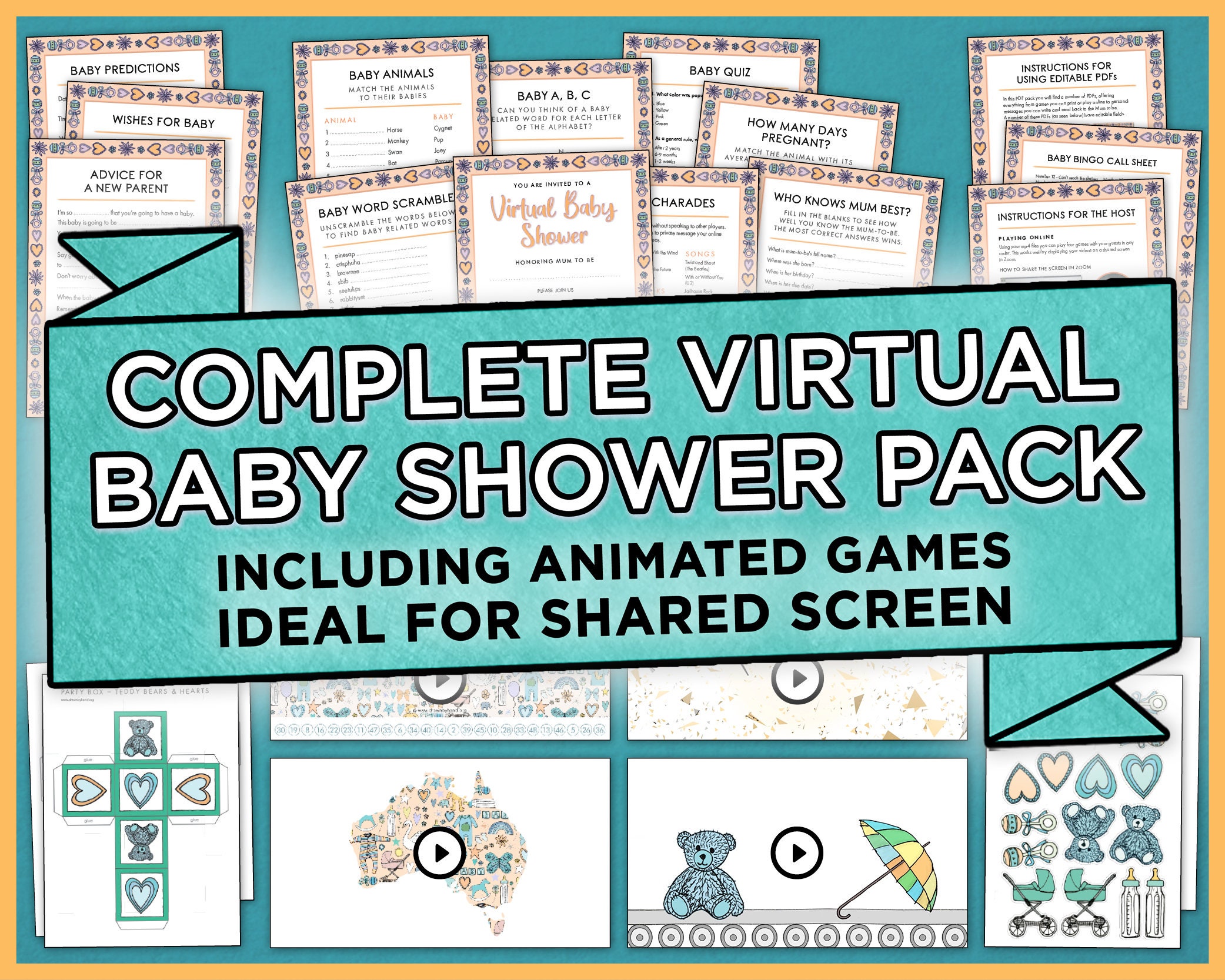 Party Games Party Supplies Baby Shower Quotation Digital Baby Shower
