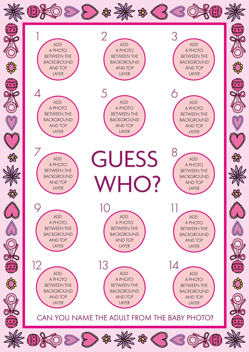 Guess The Baby Game Editable Template For A Baby Shower Etsy