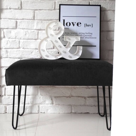 Modern Bench Hairpin Legs Black Metal Scandinavian Style Etsy