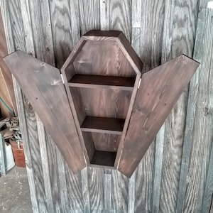 Gothic coffin shelf,Coffin shelf,Hanging Coffin,Coffin with doors,Goth Decor,Ritual Supply Case,Dracula, Coffin Shelf, Coffin with doors image 1