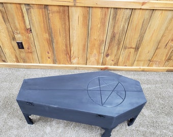 Coffin Coffee Table,Gothic Coffee Table,pentagram coffin coffee table,Pentacle Coffin ,Coffin Table,Pentagram Coffin,Gothic coffin table