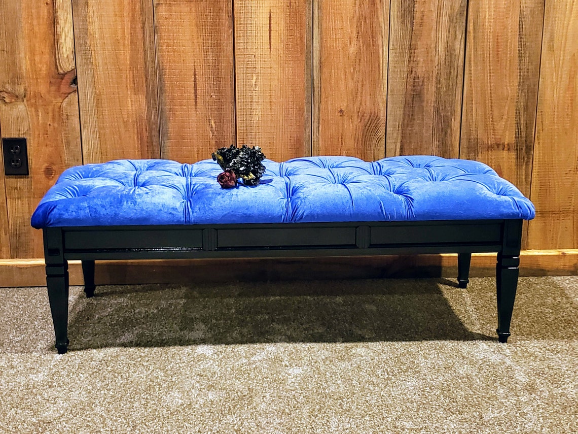 Velvet bench blue velvet benchgothic benchwitch Etsy