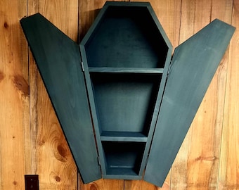 Coffin Book Case,Coffin Shelf,Coffin with Doors,Hanging Coffin Display Storage,Gothic Shelf,Supply Case,Wood Wall Art,Gothic Shelving,Goth