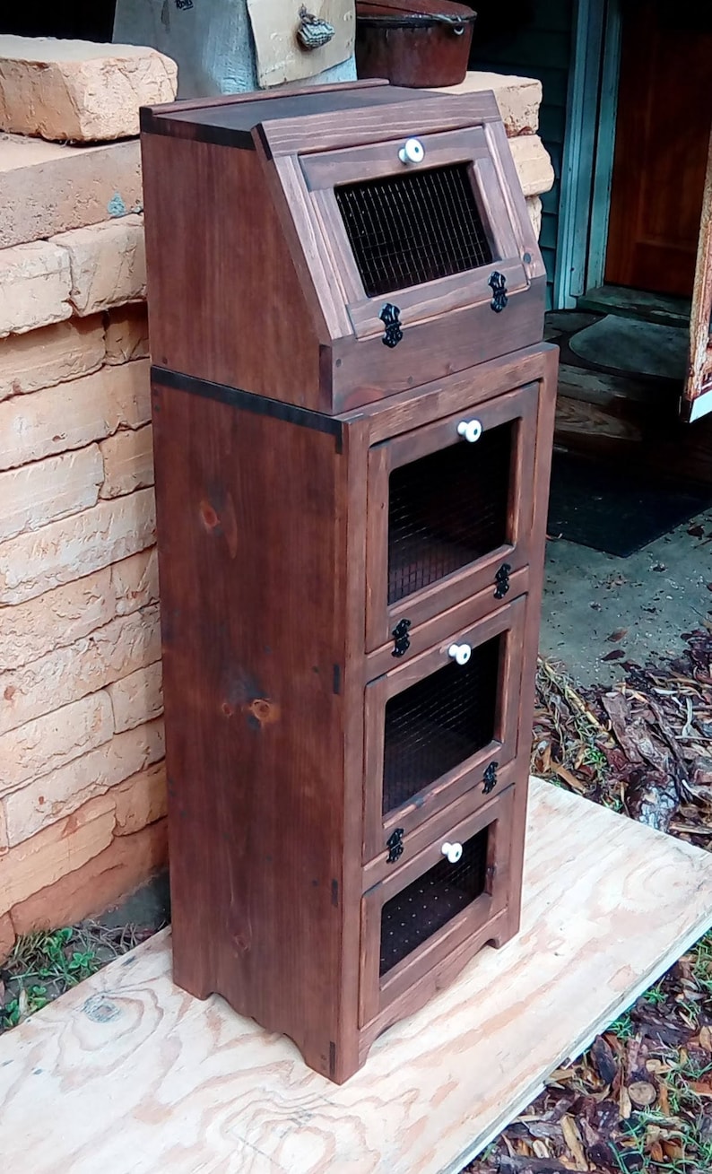Wood Vegetable Bin Potato Onion Binpotato and Bread Etsy