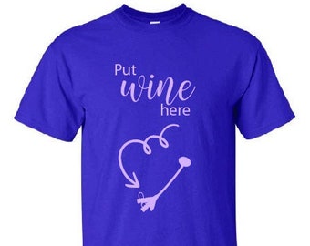 Pon vino aquí - Camiseta divertida de concienciación sobre la sonda gástrica para adultos con sonda de alimentación