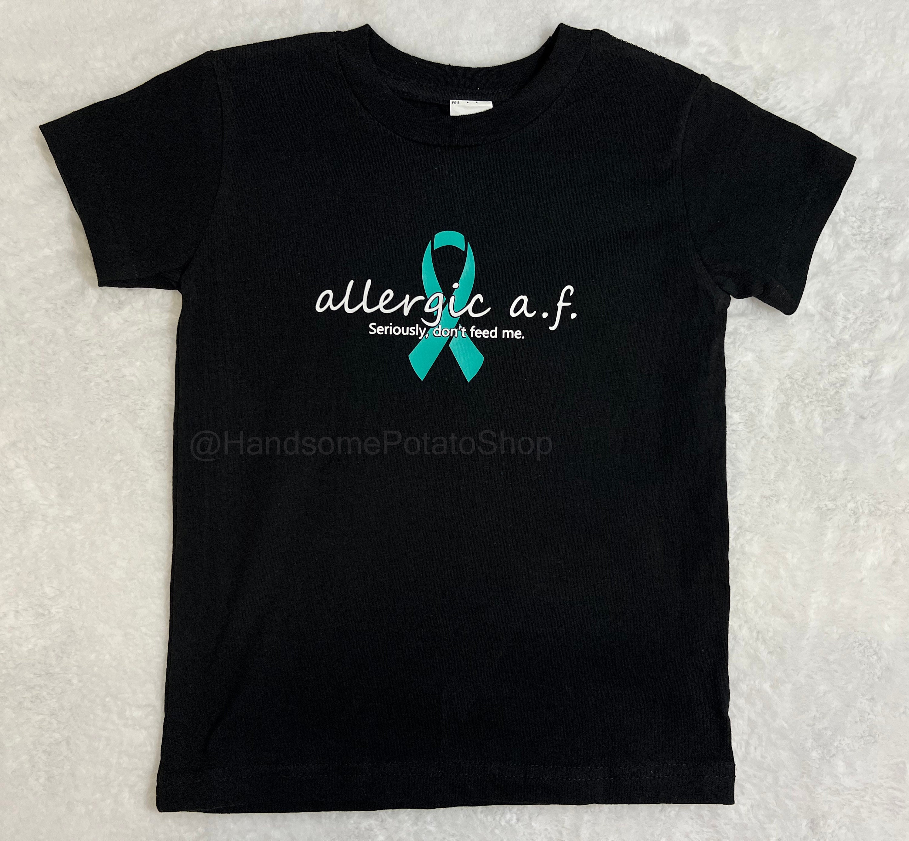 Allergic AF food allergies FPIES awareness Do Not Feed Shirt allergy warning teal ribbon
