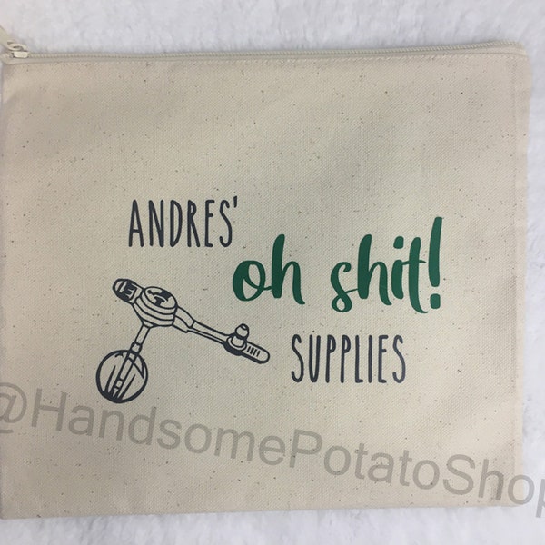 Personalized Emergency Supply Bag for Tube Feeding / G-Tube Kit - funny "Oh Shit! Supplies" Custom Canvas Zipper Pouch