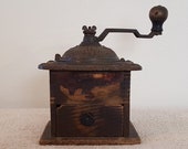 Antique Logan and Strobridge Cast Iron Brighton Wood Coffee Grinder Coffee Mill