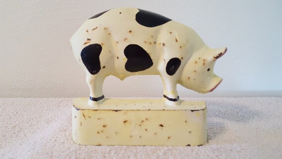 Hubley Cast Iron Pig Door Stop Doorstop Pig Gifts Farmhouse Etsy