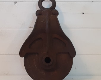 5.5" Wood Cast Iron Hudson Manufacturing Mfg Company Co PB P7 Barn Pulley Farmhouse Primitive Rustic Decor Light Fixture Part