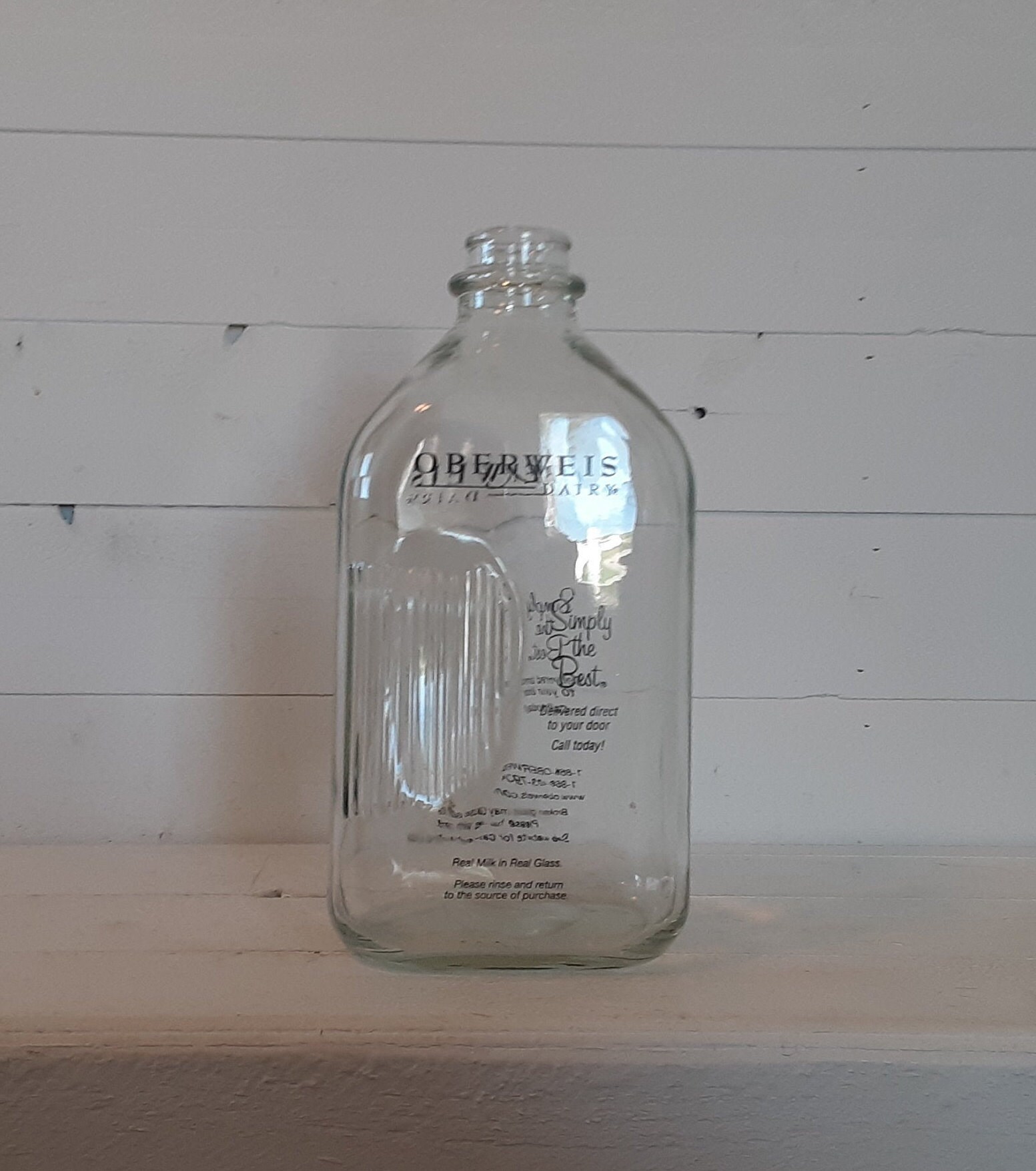Vintage 64 Ounces Oberweis Dairy Half Gallon Milk Glass
