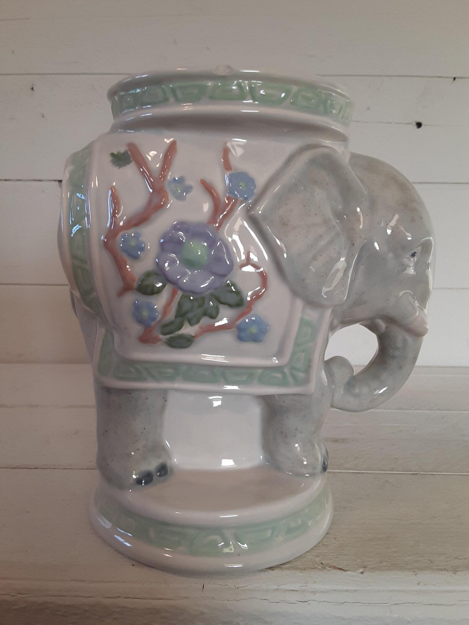 Vintage Ceramic Asian Elephant Pillar Candle Holder Elephant Etsy