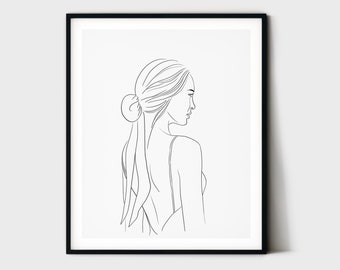 Minimalist Line Art, Minimal Line Drawing, Bedroom Wall Art, Woman Figure Sketch, One Line Drawing, Nude Art, Fashion Woman Poster Printable