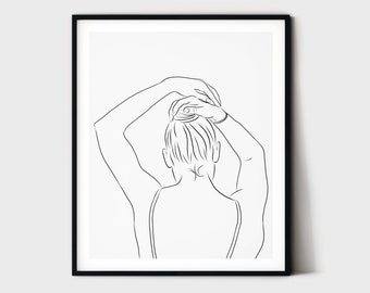 Woman Body Line Art, Minimal Line Drawing, Bedroom Wall Art, Woman Figure Sketch, One Line Drawing, Ballerina Line Art, Aesthetic, Printable