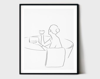 Woman Body Line Art, Minimal Line Drawing, Bedroom Wall Art, Woman Figure Sketch, One Line Drawing, Nude Art, Naked Woman Poster Printable