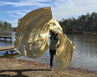 Luxury Gold Liquid Lamé Worship Flags – Set of 2 | Church Praise & Prophetic Dance