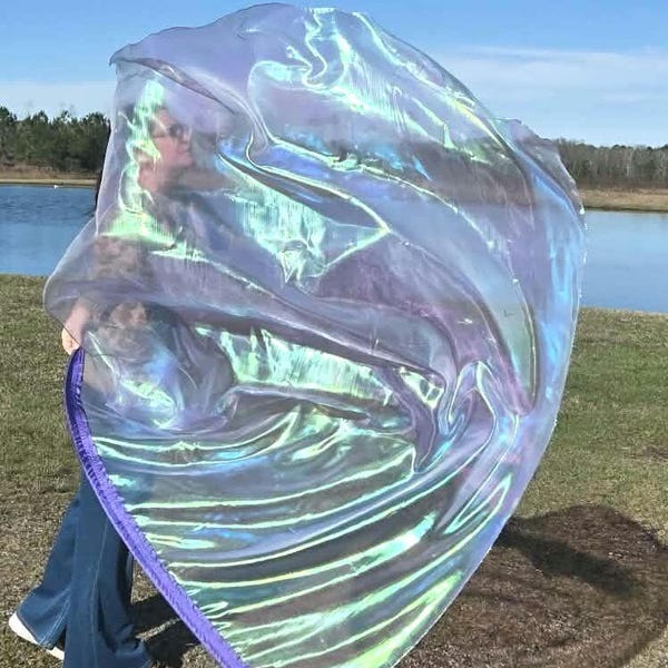 Handmade Iridescent Pearl Organza Worship Flags – Set of 2