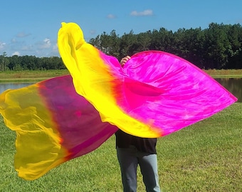 Bandiere di culto in seta tinte a mano: dal rosa neon al rosso fiamma - Burning Ones