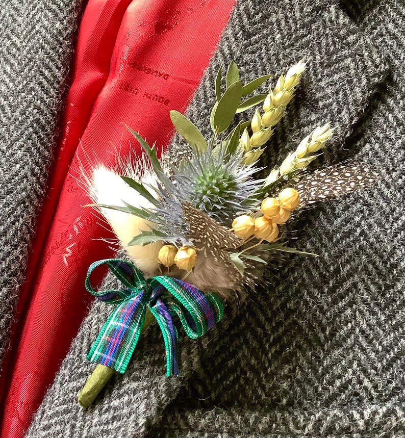 Scottish Thistle Dried Flower Boutonnière Scottish Themed Etsy UK