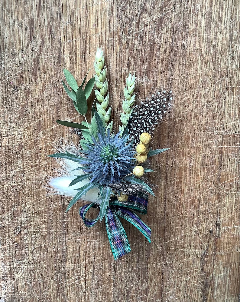 Scottish Thistle Dried Flower Boutonnière Scottish Themed Etsy UK