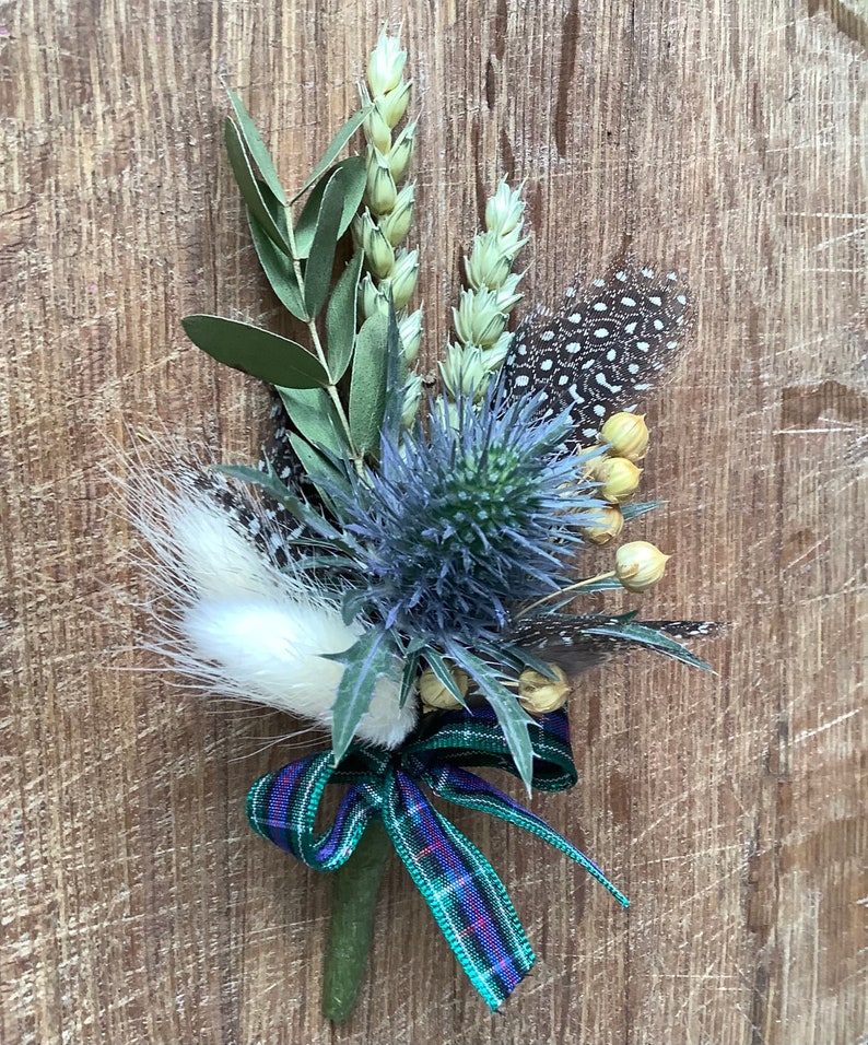 Scottish Thistle Dried Flower Boutonnière Scottish Themed Etsy UK