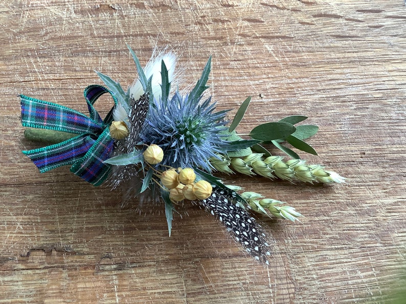 Scottish Thistle Dried Flower Boutonnière Scottish Themed Etsy UK