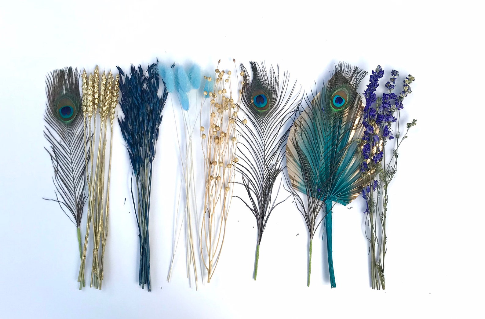 Peacock Feather Dried Flower Bouquet Letterbox Dried Flower | Etsy