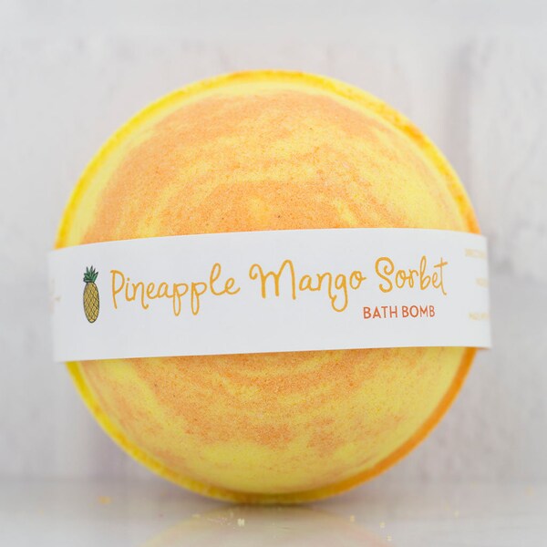 Pineapple Mango Sorbet bath bomb, bath fizzy, bath bombs wholesale, bath fizzies, spa gift, fruity bathbomb