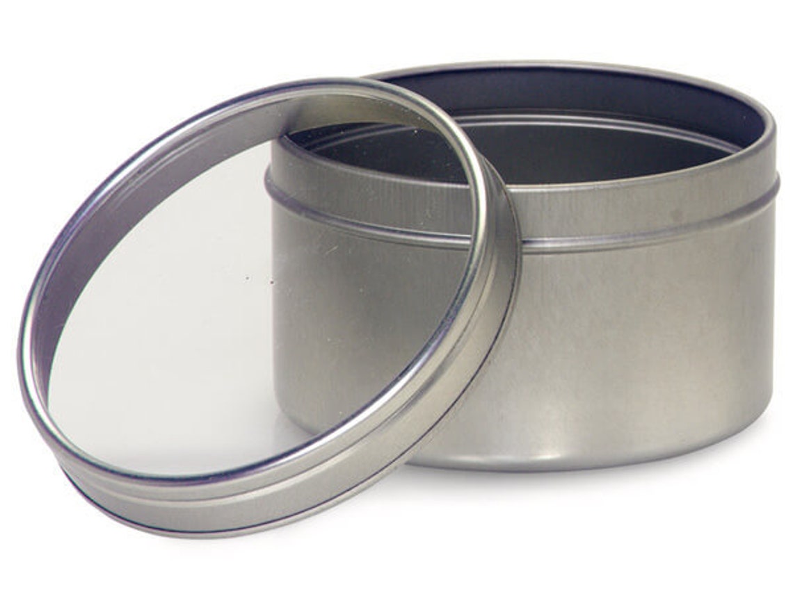 6 Oz Empty Tins With Clear Lid Etsy