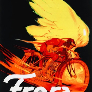 Vintage Frera Motorcycle Printable Advertising Poster available as a digital download — print and frame for instant wall art  / room decor.