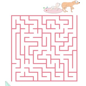Puede incluir: Un laberinto rosa con un perro marr&oacute;n en la parte inferior y un beb&eacute; gateando en la parte superior. El texto "Quick! Baby is on the move. Help the dog get to their safe space." est&aacute; en la parte superior de la imagen. El texto "Trick Woofs" est&aacute; en la parte inferior de la imagen.