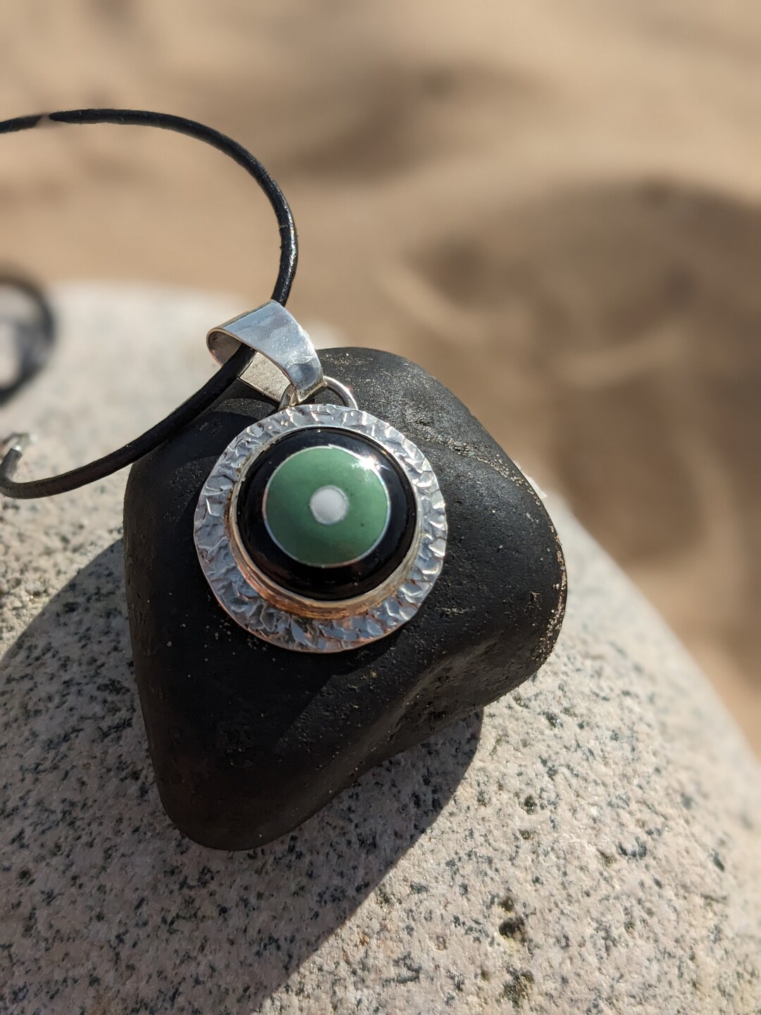 Art Deco Cloisonne Enamel Pendant, Statement Necklace, Handmade, Gift