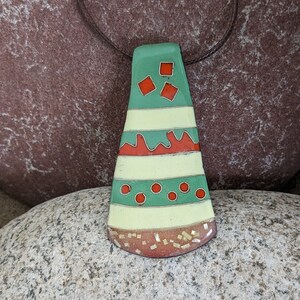 Cloisonne Enamel Statement Pendant, Enamel Art Jewelry, Unique Gift for her, Colorful One of a Kind Necklace