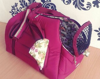 Pet carrier Casual pink&floral. S size.