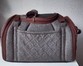 Sac de transport pour animal de compagnie Travel Box en tweed Taille L : 45 L.30 L. 30 H. (en cm)