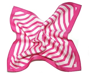 Cuadrado de bolsillo magenta y blanco, cuadrado de bolsillo de seda