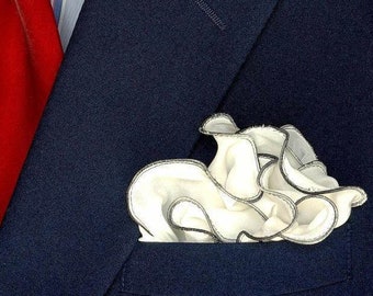 White Silk Pocket Square: Wedding Groomsman Handkerchief