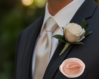 Handmade Pink Silk Pocket Square: Metallic Silver Edging, Wedding Groomsmen