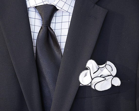 white pocket square wedding