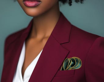 Forest Green Pocket Square and Gold Edging, Gift Handkerchief for Men