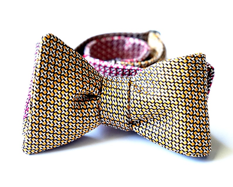 Reversible Bow Tie Orange Pattern Red Pattern Self Tie