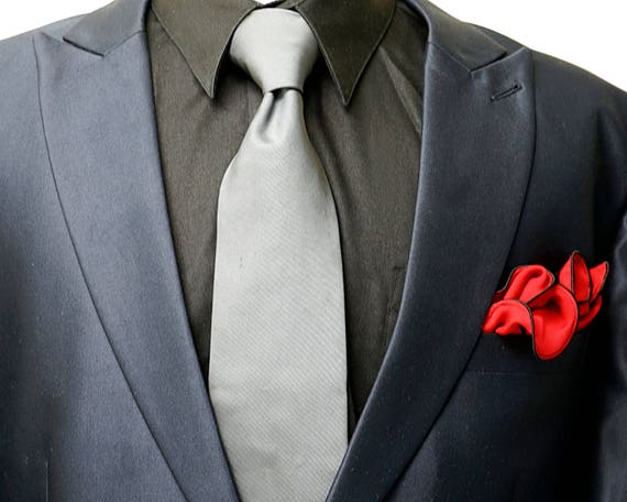 black suit red handkerchief