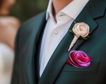 Magenta Silk Pocket Square: Wedding Groomsman Hankie