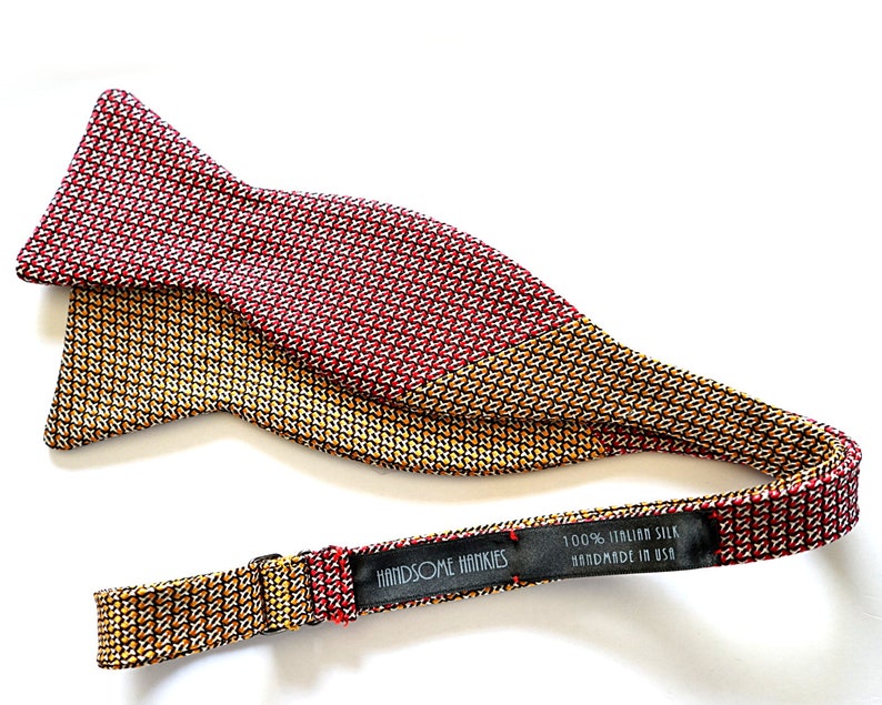 Reversible Bow Tie Orange Pattern Red Pattern Self Tie
