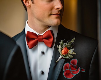 Red Silk Pocket Square: Round Wedding Handkerchief