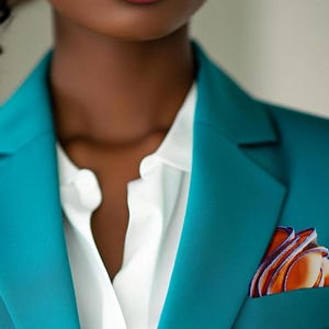 Orange Silk Pocket Square with Blue Border: Groomsman Hankie
