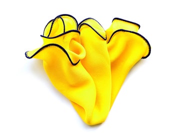 Yellow Silk Pocket Square: Wedding Groomsman Hankie